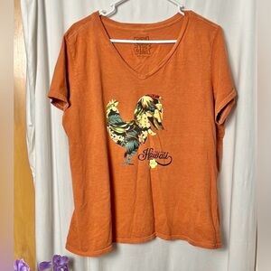 Original Real Dirt Shirt Orange Graphic Hawaiian Short Sleeve Tee Size XXL
